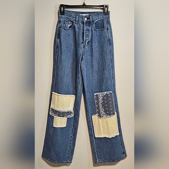 PacSun Blue Jeans with bandana patchwork size 23 - Picture 13 of 13